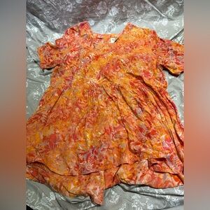 Go Fish orange batik top blouse XL